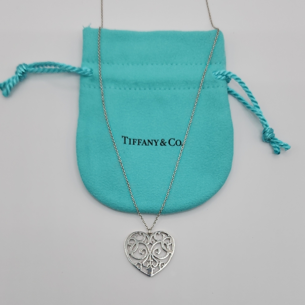 Tiffany & Co. Silver Filigree Heart Necklace